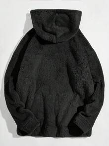 Mainfolk Sudadera con capucha de hombros caídos y cordón de peluche para hombres, top de manga larga para otoño e invierno, estilo vintage Y2K holgado de ropa de calle, regalos del Día del Padre, fútbol, vacaciones, días festivos - Negro - Ver 2