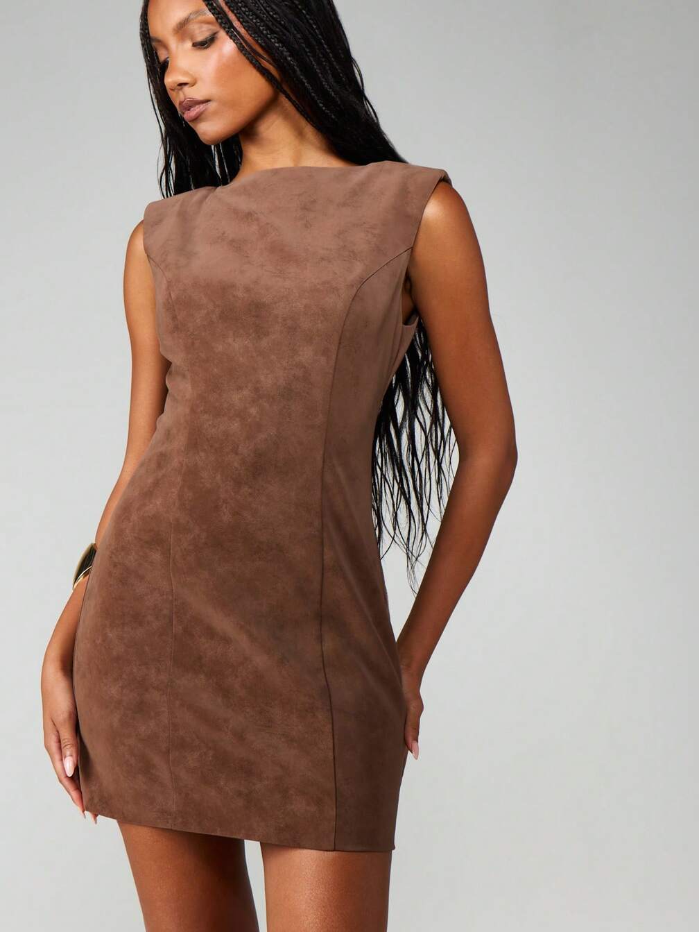 suede bodycon mini dress MISSGUIDED Sleeveless Suede Bodycon Mini Dress｜MISSGUIDED