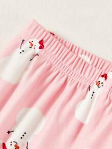 Cozy Pixies 2 Stück Baby Mädchen Weihnachten Schneemann Muster Gestrickte Weiche Kragen Strickjacke und Hose mit Elastischem Bund Set