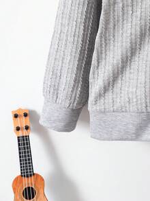 SHEIN 2pcs Tween Boy Jacquard Knit Sweater + Casual Pants Set, Autumn/Winter - Multicolor - View 5