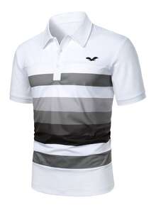 Manfinity Mode Áo thun polo tay ngắn kẻ sọc màu tương phản thời trang dành cho nam, chơi golf - Nhiều màu - Xem 3