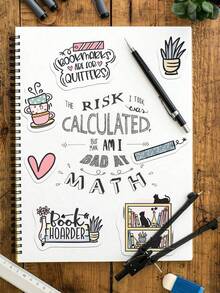 SHEIN Basic living Back To School 2 Sets Of 22 Designs Cartoon Book Cat Book Hoarder Stationery Assorted Stickers Cute Book Lover Bookworms Reading Girl Quote Teacher Stickers - Multicolor - View 3