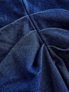 SHEIN MOD Plus Size Women Ruched Side Slit Hem Fitted Fashionable Cami Denim Dress