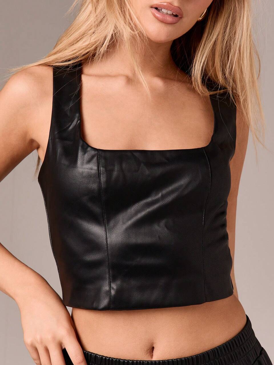 AiiRZ Corpetto in finta pelle con scollo quadrato e zip sul retro, adatto per festival e occasioni di festa