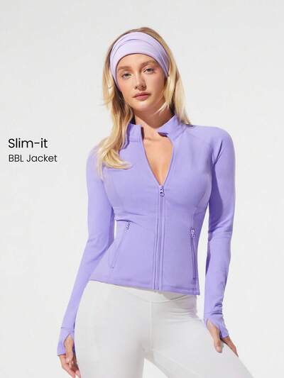 Giacca con chiusura lampo FeatherFit™ Slim-It Streamline Performance con tasche sicure, a basso impatto, adatta per lo yoga e l'uso quotidiano in autunno
