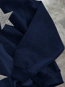 INAWLY Women's Fashionable Star Print Zip-Up Hoodie