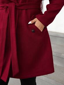 Ellevyn Große Größen Burgunderroter Mantel mit Kragen, eleganter, lässiger Pendler-Business-Mantel, Winter für Damen, Herbst, Weihnachtsmantel, Neujahr, Neuer Mantel 2025 - Bordeaux - Übersicht 6