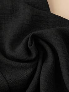 SHEIN LUNE Women Casual Black Straight Leg Extra Long Pants In Woven Fabric Plain Design,Black Pants - Black - View 3