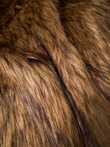 SHEIN Clasi 女士优雅精致仿皮草背心夹克，秋冬 - 卡其色 - 查看 7