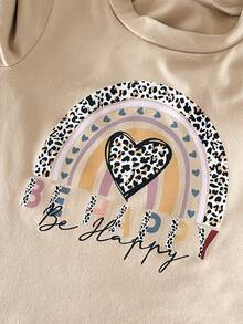 SHEIN 3 piezas Camiseta de manga larga con estampado de letras de ajuste ceñido para niñas, conjunto versátil y casual dulce, otoño - Multicolor - View 5