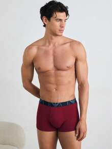 3 Pack Men's Boxers - Red and White and Navy Blue - View 6