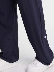 Men's Elastic Waist Pockets Wide Leg Loose Pants, Fall - Blue - View 6