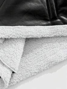 ROMWE MEN Street Life Chaleco con cremallera de forro polar con ribete de contraste para hombre, de moda para otoño/invierno - Negro - Ver 10