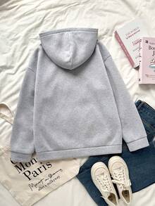 Teen Girl Sweet Cute Cherry Pattern Pink Zip-Up Jacket With Thermal Lining, Warm Sweatshirt For Autumn/Winter