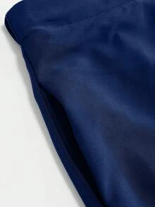 EMERY ROSE Plus Solid Slant Pocket Plicated Detail Skirt Women Maxi Skirt - Navy Blue - View 3