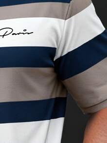 Manfinity Homme 大码男士条纹短袖休闲/商务 Polo 衫 - 彩色 - 查看 3