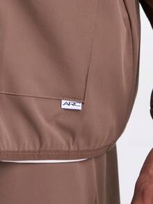 Men's Zip-Up Collar Sports Long Sleeve Jacket - Coffee Brown - View 6