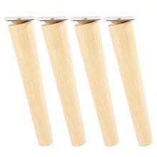 Bộ 4 chân đồ nội thất bằng gỗ - Chân ghế bằng gỗ tự nhiên, kiểu thẳng/vát, 4 tấm đế và 16 ốc vít cho ghế bành, tủ quần áo, ghế sofa, bàn. - Màu be - Xem 13