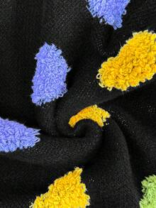 SHEIN Áo len dệt kim cổ tròn hở vai họa tiết trái tim cho bà bầu - màu đen - Xem 8