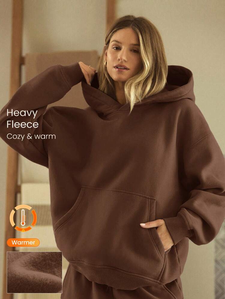 Heavyweight Fleece Oversized Hoodie Sweatshirt Pocket Thick Thermal Warm Winter