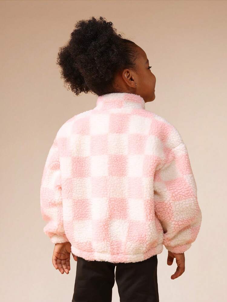 チェック柄シェルパ ジップスルー ジャケット