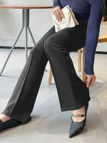 Dazy Plus Pantaloni casual a zampa d'elefante elasticizzati di colore unito, taglie comode, adatti per tutte le stagioni - Grigio Scuro - Visualizzare 3