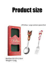 1PC Christmas Silver Spoon Creative Tableware Doll Dessert Spoon Fork Cartoon Christmas Tree Silver Spoon Fork Gift Box Set - Multicolor - View 10