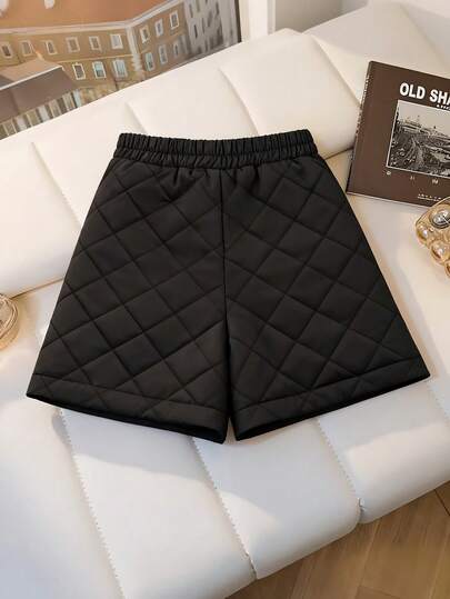 Franclia 秋冬大码绗缝纯色休闲短裤