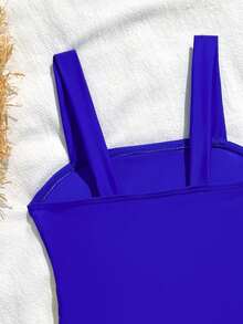 Sparklyn Traje de baño de una pieza con diseño calado para niña, ideal para vacaciones en la playa - Azul Marino - Ver 6
