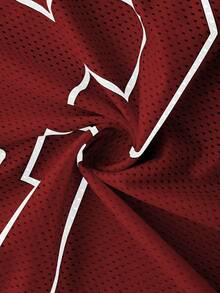 Manfinity Campus Court Áo thun polo lưới in họa tiết khối màu dài tay dành cho nam - Đỏ - Xem 4