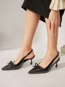 CUCCOO CHICEST Stilettos la modă pentru femei, cu nod cu fundă, cu vârf ascuțit, potriviti pentru navetă, întâlniri, petreceri