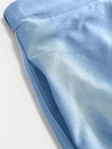 EMERY ROSE Plus Size Solid Color Skirt With Pockets Women Maxi Skirt - Baby Blue - View 3