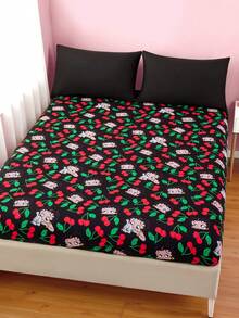 Betty Boop x SHEIN 1 pieza Colchón con estampado de cerezas, disponible en varios tamaños, adecuado para cama individual/cama doble/cama queen/cama king, cómodo y suave, transpirable y cálido, se puede lavar a máquina