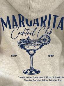 SHEIN Women's Letter & Beverage Print Casual Drop Shoulder Sweatshirt