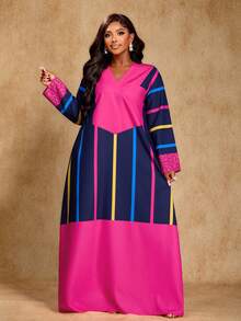 Brilight Vestido elegante y sexy de mujer para primavera y verano, vestido tradicional sudafricano para fiestas y reuniones, vestido con estampado artístico de colores populares a rayas, vestido para sesión de fotos artística, vestido de manga larga para otoño e invierno, ropa de mujer