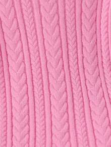 Tween Girls Textured Cable Knit Sweater Dress, Cozy Crew Neck Long Sleeve Tunic Dress, Elegant & Fashionable For Vacation, Autumn/Winter - Pink - View 5