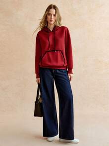 Écloséra French Retro Style Women's New Year, Casual And Elegant, Hooded Pocket Embroidered Autumn And Winter Long-Sleeved Women's Sweatshirt, Christmas, New Year's Wear.