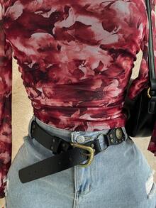 Soleia Women Fall Casual Fashion Pleated Fitted Off Shoulder Long Sleeve Top - Multicolor - View 6