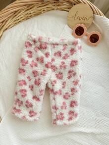 SHEIN 新生女婴可爱休闲卡通印花长袖运动衫和裤子套装