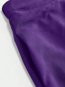SHEIN Unity 加大纯色斜口袋褶饰细节女式长裙 - 紫色 - 查看 3