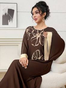 Al Najma 女士土耳其长裙和阿拉伯传统长袍 - 咖啡棕 - 查看 3