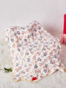 PETSIN 1pc Cute White Paw Print Pattern Warm Pet Blanket For Cats & Dogs - Multicolor - View 4