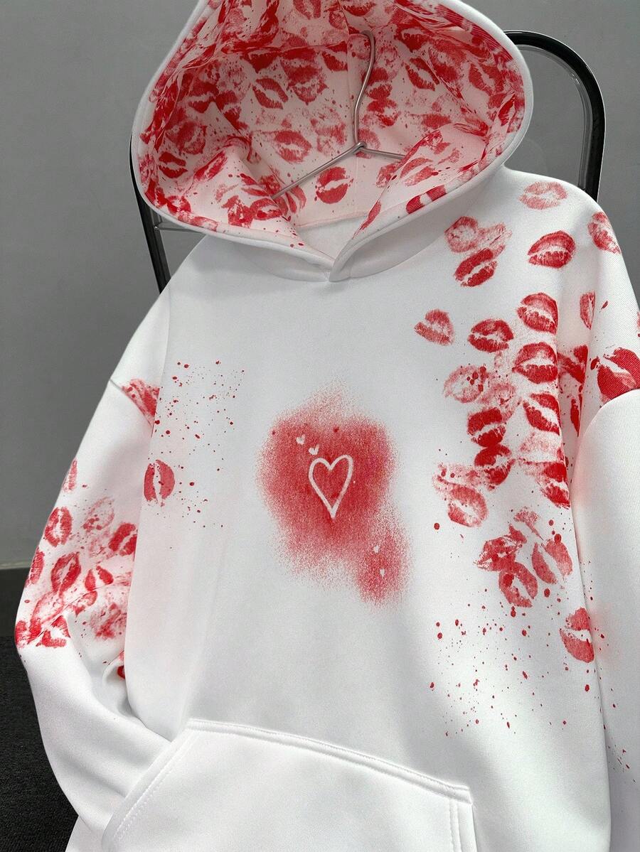 STEELVANCE Men's Random Print Hooded Long Sleeve Sweatshirt