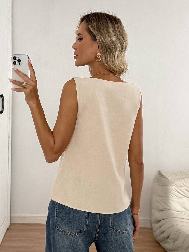 Women's Cotton Crinkle Texture Asymmetric Button Collar Shirt