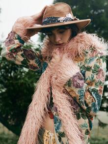 Bohemela Women's Elegant Jacquard Splice Faux Fur Coat, Autumn/Winter,Cozy Fall And Winter Clothes For Women - Multicolor - View 2