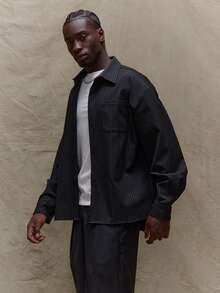 Musero Long Sleeve Oversized Button Through Collared Pin Stripe Shirt Fall Autumn Winter