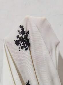 CottageSlumber 女士印花V领荷叶边蝴蝶结装饰长袖连体衣，冬季 - 黑色 - 查看 8