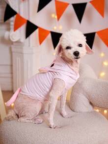 PETSIN 1pc Cute Cartoon Animal Print Sweatshirt With 3D Ear Design, Pet Dog & Cat Apparel - Multicolor - View 4