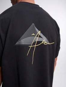 Men's Casual Versatile Letter Print Oversized Sports T-Shirt