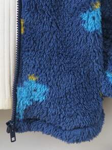 SHEIN 青少年男童秋冬时尚街头百搭小恐龙加厚连帽外套